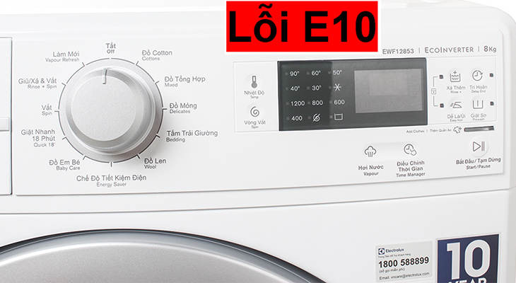 Dấu hiệu nhận biết máy giặt Electrolux lỗi E10